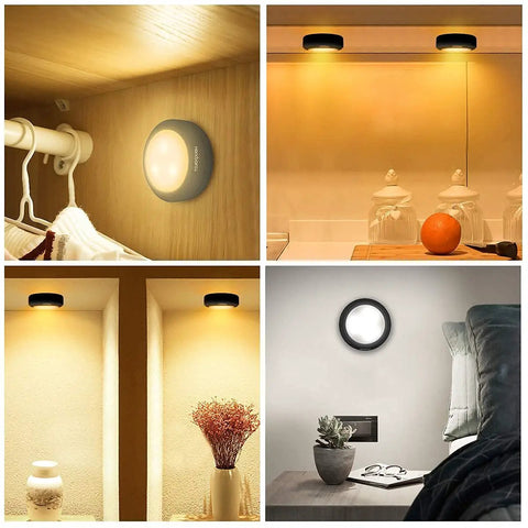 Puck Lights With Remote Control LED Under Cabinet Lighting Battery Operated Dimmable Closet Lights Stick On 6 Pack Easy Wireless Install