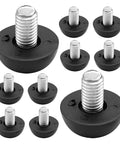 Adjustable M8 Rubber and Iron Furniture Feet Leveling Pads for Chairs and Sofas Beefy Anti Tip No Slip Table Leg Protectors Quiet Durable Outdoor Friendly 10 Pack, black threaded pads