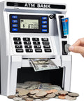 Realistic ATM Piggy Bank For Kids With Real Money Deposits Debit Card Bill Feeder Coin Recognition Balance Calculator