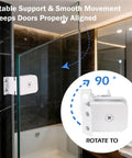 Two Pack Replacement Glass Shower Door Hinges For One Quarter Inch Thick Doors, Frameless Style close-up installation view