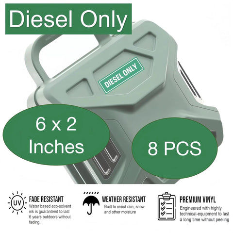 Diesel Only Stickers Eight Pack 6 By 2 Inch Weatherproof Ultra Durable Fuel Identification Labels For Fuel Tanks Cans Gas Caps