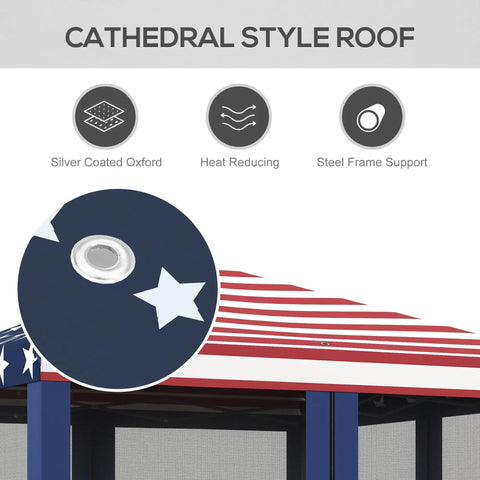Detail of 10x10 Pop Up Canopy Tent With Netting And Carry Bag Instant Gazebo Screen House with cathedral style roof.