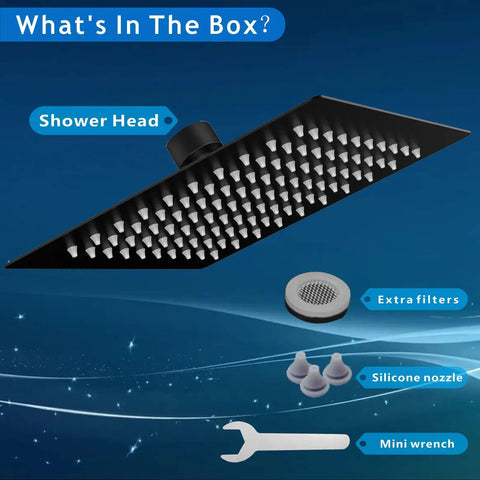 Epic High Pressure Rain Shower Head 10 Inch Black Made From 304 Stainless Steel With Air In Technology and accessories