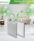 Vital 100 Replacement Filter For Levoit Vital 100 And VAVA VA-EE004 Air Purifier shown in living room with HEPA carbon set