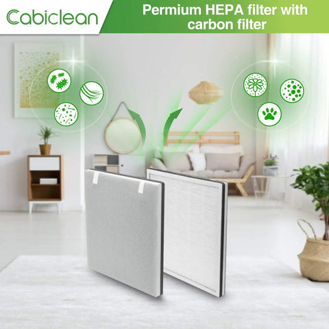 Vital 100 Replacement Filter For Levoit Vital 100 And VAVA VA-EE004 Air Purifier shown in living room with HEPA carbon set
