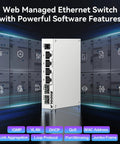 Six Port 2.5G Easy Web Managed Switch with Four 2.5G BaseT Ports and Two 10G SFPPlus for Home Lab Networking display