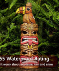 Outdoor Tiki Statue Decoration Solar Garden Figurine With Woodpecker On Top Waterproof Yard Lawn Decor That Glows After Sunset