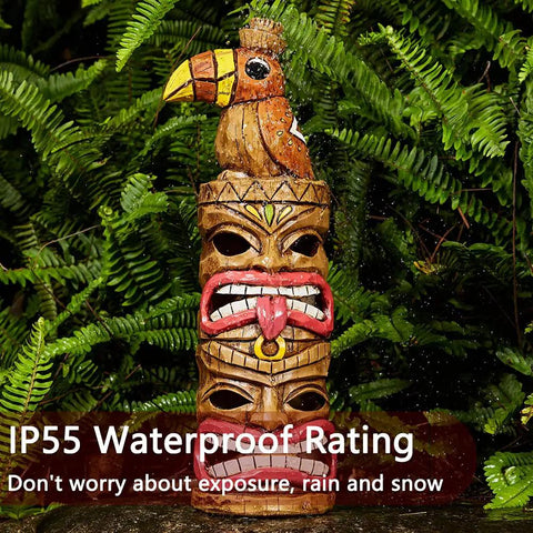Outdoor Tiki Statue Decoration Solar Garden Figurine With Woodpecker On Top Waterproof Yard Lawn Decor That Glows After Sunset