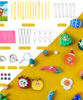 Polymer Clay Starter Kit With 60 Colors For Kids And Artists, Non Sticky Oven Bake Modeling Clay With tools and molds displayed.