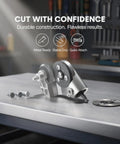 Heavy Duty Drill Nibbler Metal Cutter Attachment For Sheet Metal on a workbench, showcasing durable construction and titanium steel gears.