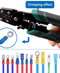 All In One Green Wire Crimping Tool For Insulated Bare And Heat Shrink Connectors 22 To 10 AWG Wire Stripping Crimping Cutting Pliers