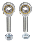 Two-Piece 3/8 Inch Male Rod End Bearing Set With 3/8-24 Left And Right Hand Threads And Jam Nut, Sturdy 45 Steel Rod End Bodies, Smooth Pivot With Up To Nine Degree Angular Misalignment. 3/8-inch male rod end bearings with jam nuts