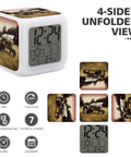 Vintage Tractor Photo Farm Alarm Clock With LED Display For Bedroom Digital Clock details showing four-sided design
