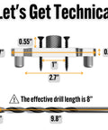 Diagram of Doweling Jig Kit For Floating Shelf Brackets With Self Centering Drill Guide And One Half Inch By Nine Point Eight Inch Drill Bit