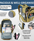 Military Style Diaper Backpack With Large Changing Pad And Insulated Compartments For Active Dads On The Go With Dad Gear For Hiking Travel Camping Army Inspired Tan, showing spacious interior and organizational compartments.