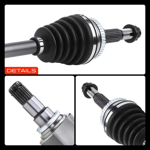 Front Left Driver Side CV Axle Shaft Assembly For Pontiac Vibe 2003-2010 And Toyota Corolla 2009-2018 Plus Matrix 2003-2014 1.8L L4 OEM-Quality Replacement Swap-In Quick Fit Design For Smooth Reliable Ride, black CV boot with splined axle end