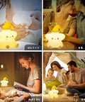 Cute Stars Night Light For Baby Nursery, Color Changing Silicone Star Lamp glowing in different settings with family