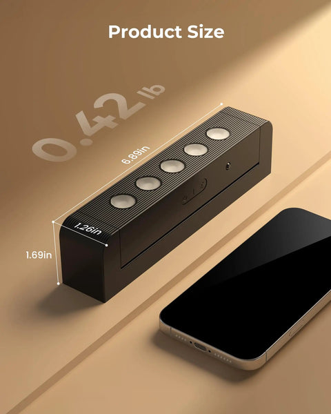 Indoor Spotlight Kit With Daily Auto Timer, 5500mAh Rechargeable Picture Lights, size comparison with phone