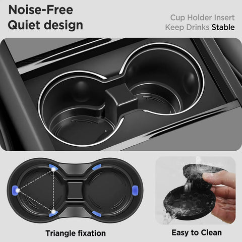 Center Console Organizer Tray For Tesla Model Y Juniper 2025 2026 And Model 3 Highland 2024 2025 2026 Cup Holder Tray Matte Black