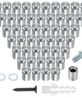 Stainless Steel Standoff Screws 1/2 X 3/4 Inch Set Of 50 For Wall Sign Mounting And Picture Frame Hanging with anchors displayed