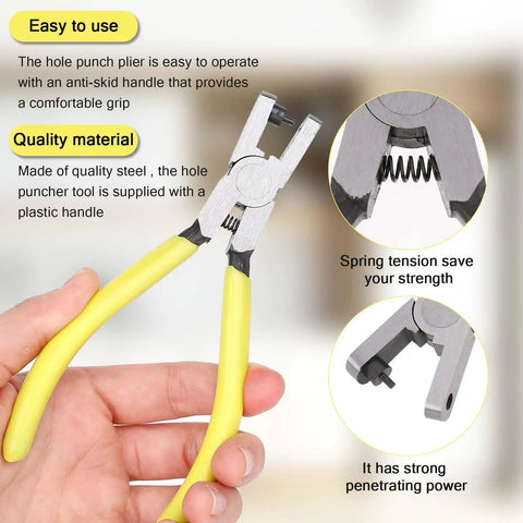 Leather Hole Punch Plier 2.0mm Universal Hole Punch Tool For Watch Straps Belts Shoes Fabric DIY Crafts And Dog Collars One Hand Use Pliers For Easy Hole Punching Go To DIY Must Have with ergonomic design