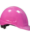 Pink Safety Hard Hat With ANSI Z89.1 2014 Type I Class E Protection HDPE Cap Style Helmet With 4 Point Ratchet Suspension