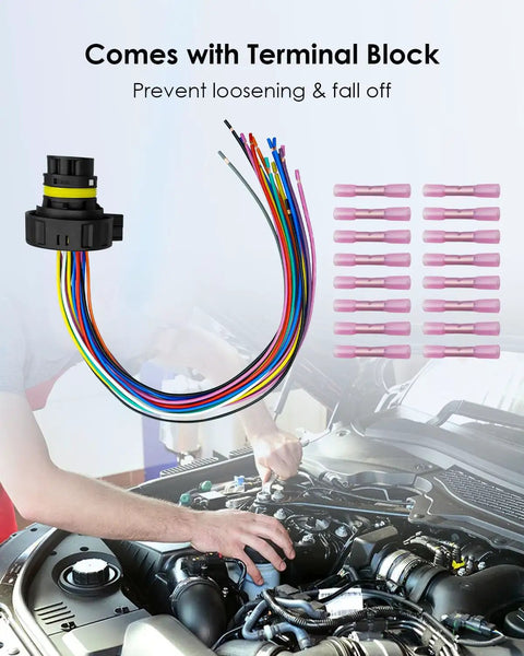 Mechanic using Chevy GMC External Harness Repair Kit For 6L80E 6L90E Transmissions And 6R60 6R80 6R75 With TCM T43 Wiring Connector