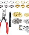 Half Inch Grommet Tool Kit With 150 Eyelets And Hole Punch Pliers For Fabric Leather And Canvas Gold And Silver Metal Eyelets