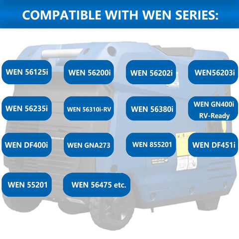 Image showing compatibility chart for 2 Pack Magnetic Dipstick Replacement For Inverter Generators No Fuss Universal Fit For Predator Wen Yamaha Aluminum Alloy Tip Rust Resistant Collects Metal Shavings Reusable And Durable with listed WEN models.