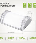 Product specification image of Kick Your Lighting Game Up Today With This Sleek Indoor LED Wall Sconce Sporting Brushed Nickel Finish.
