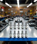 10 Piece Beefed-Up Silver Metal Hex Ball Head Screws Set For TT01 TT02 Sakura D5 RC Cars displayed on a workshop table.