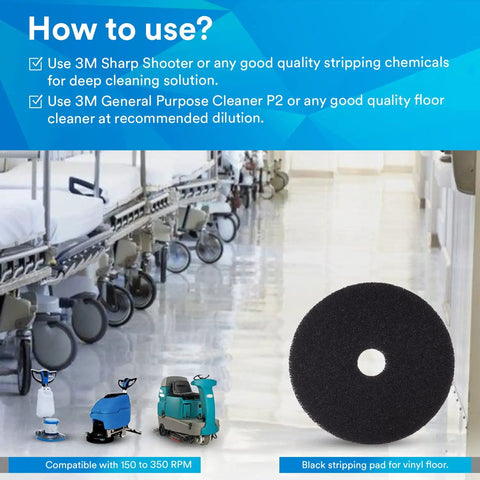Heavy Duty Floor Stripping Pad 17 Inch For Water Based Finish Removal And Deep Cleaning, Nylon Polyester Open Texture