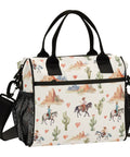 Lunch Bag With Watercolor Cowgirl Desert Mountains Cactus Design Reusable Insulated Cooler Tote Adjustable Shoulder Strap Big 12L