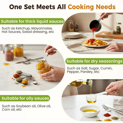Measuring Cups And Spoons Set With Metric And US Measurements For Dry And Liquid 16 Piece Kitchen Tool Set measuring spices and liquids