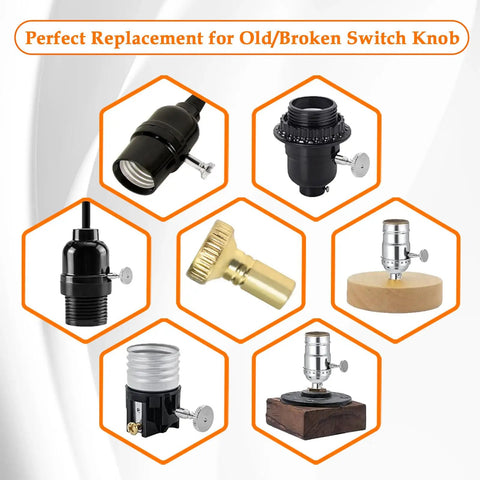 Two Pack Metal On Off Lamp And Fan Switch Knobs Gold Replacement Turn Knobs For Lamps And Fans Durable 19x12mm Easy To Install