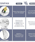 Comparison chart of Outdoor Weatherproof Power Strip With 3 Outlets And 9.2 Ft Extension Cord Surge Protector, showing features.