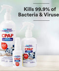 CPAP Disinfectant Spray TSA Travel Size 2 Oz 3 Pack Kills 99.9 Percent Germs On Masks Tubing Reservoirs And Humidifiers No Harsh Chemicals Or Fumes Ozone Free Leaves No Residue For On The Go Use white spray bottles