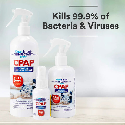 CPAP Disinfectant Spray TSA Travel Size 2 Oz 3 Pack Kills 99.9 Percent Germs On Masks Tubing Reservoirs And Humidifiers No Harsh Chemicals Or Fumes Ozone Free Leaves No Residue For On The Go Use white spray bottles