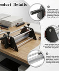 Versatile Printing Press For Etching Embossing And Block Printing With Felt Base Plate And 360 Degree Ergonomic Design on desk