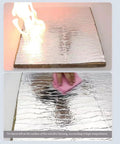Tough As Nails Self Adhesive Roofing Underlayment Roll with flames, showcasing heat resistance and easy cleaning.