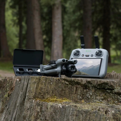Ultra Light Palm Sized Drone Dope Fly More Bundle With RC 2 4K Video 36 Min Flight Time on stump with controller outdoors