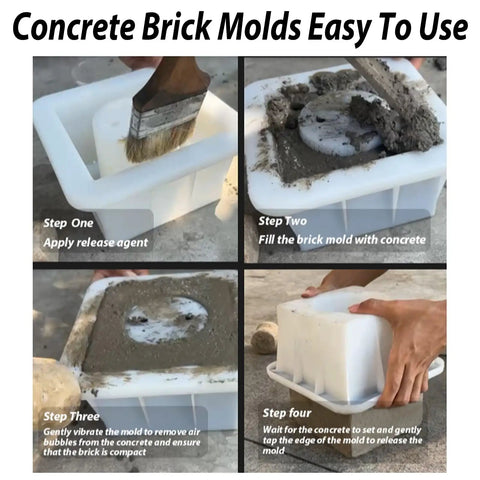 Concrete Brick Molds For DIY Projects Reusable ABS Plastic Square Hollow Block Molds step-by-step guide for easy use.