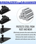 Front view: 4-pack black carbon steel ball-stud mounting brackets for gas struts, 10mm, with screw holes