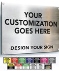 Personalized Outdoor Aluminum Sign For Business And Safety Waterproof Silver Brushed Metal 7x7 Inches, custom text plaque