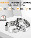 120 Pack Half Inch PEX Cinch Crimp Rings 304 Stainless Steel Pinch Clamps Stepless Single Ear Hose Clamps for PEX Tubing Pipe Fitting Connections Durable Thick Construction No Burrs Tight Hold