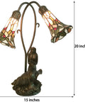 Mermaid And Lily Flowers Tiffany Style Stained Glass Accent Table Lamp 20 Inch Tall Elegant Nightstand Light With Warm White Glow And Classic Vintage Charm E12 Bulbs Not Included