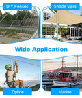 Collage of DIY fences, shade sails, zipline, and marine applications for Wire Rope Crimping Tool 25 Inch Go-To Heavy Duty Hand Swaging Tool.