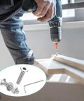Man using a drill with 488 Piece M4 Screws Set With Bolts And Nuts Countersunk Hex Socket Flat Head Screws Machine Bolts And Nuts Assortment Includes Spanner Heavy Duty Carbon Steel Rust Resistant High Hardness And Strength Silver Finish.