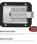 Heavy Duty Stainless Steel Paddle Lock With Key For RV Trailers And Doors Flush Mount Security Latch with rubber gasket