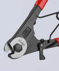 Heavy Duty Wire Rope Bowden Cable Cutter For Soft Wire Rope Up To 30 mm Diameter With Smooth Cutting Edges, red handles